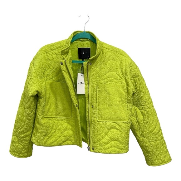 7 FOR ALL MANKIND Quilted Cropped Jacket Women’s size S Moss Green NWT - Picture 3 of 11